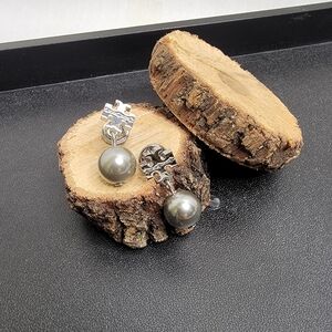 Tory Burch Silver Gray Pearl Earrings